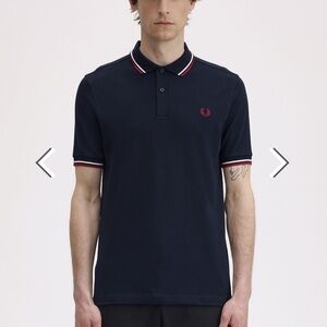 Fred Perry Dark Blue Polo with Red and White Trim